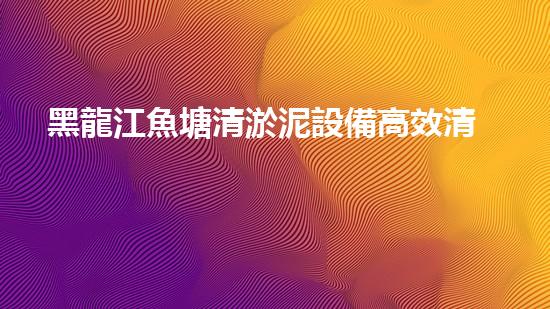 黑龍江魚塘清淤泥設備高效清淤技術助力水域生態(tài)恢復！